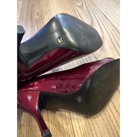 BCBG Generation Peep Toe Heels womens size 8 1/2 patent burgundy - Picture 5 of 8